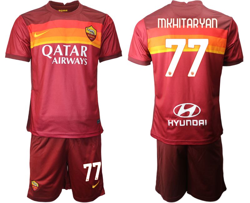 Men 2020-2021 club AS Roma home #77 red Soccer Jerseys